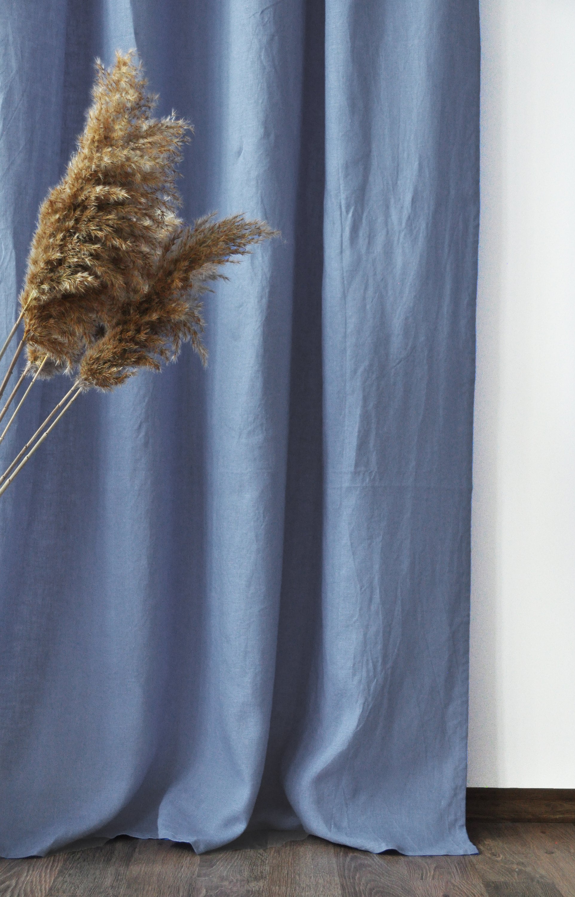 Cornflower blue linen curtains / 2 panels / Stonewashed linen Etsy
