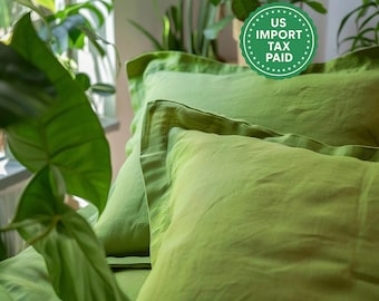 Chartreusegrönt linne Oxford-skämt Grönt skämtörngott Kung Queen Standard Euro Dekorativ ländrygg, Anpassad storlek Kuvertförslutning