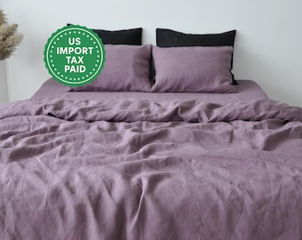 Mauve linen bedding set 1 Duvet cover and 2 Pillowcases Softened linen bedding Duvet covet set Comforter cover set Quilt cover set