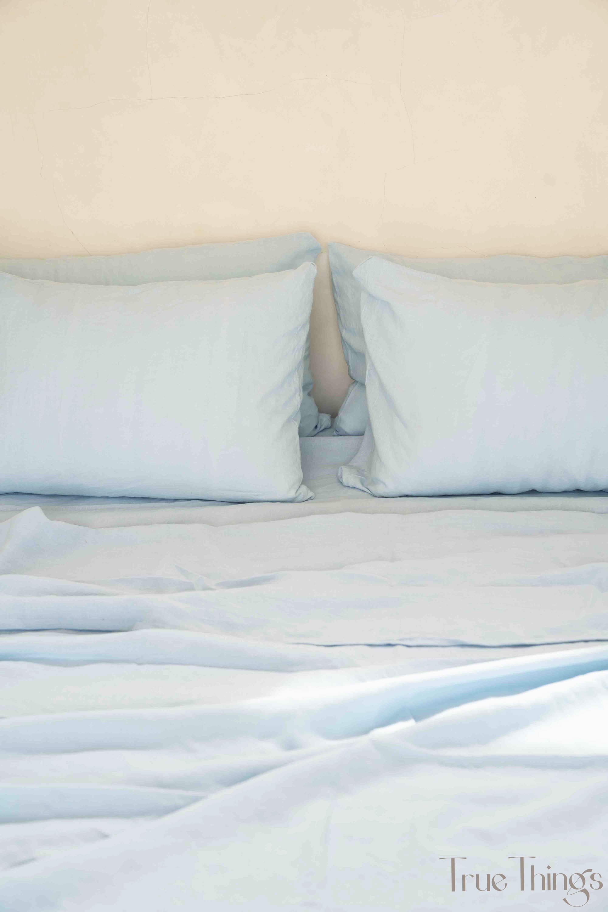 Sky blue linen flat sheet 1 Flat sheet Softened linen sheet Stonewashed linen Linen bedsheet Farmhouse decor