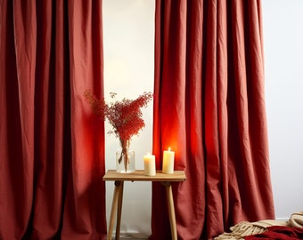READY TO SHIP Redwood linen curtains with or without cotton lining 2 panels Stonewashed Rod pocket eyelets hanging type