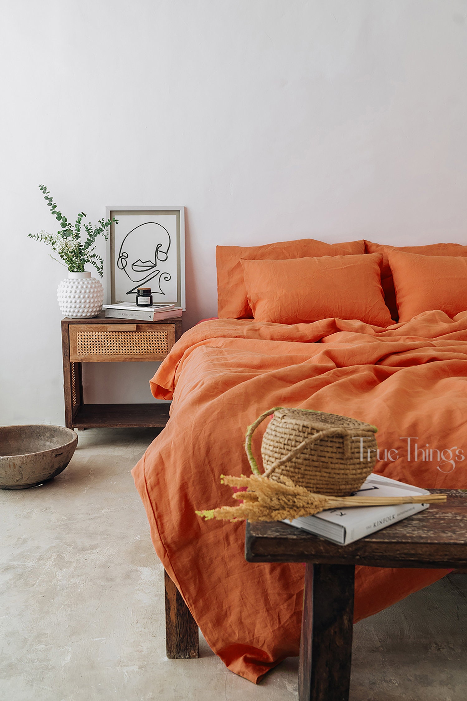 Burnt Orange Linen Duvet Cover / 1 Duvet Cover / Softened Etsy