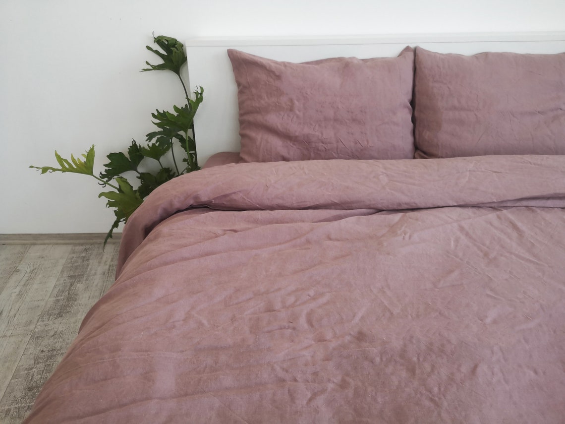 Mauve linen duvet cover / 1 duvet cover / Softened linen / Etsy
