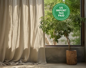 Undyed regular and blackout linen curtains 2 panels Unlined Cotton Blackout lining Medium weight linen Custom size