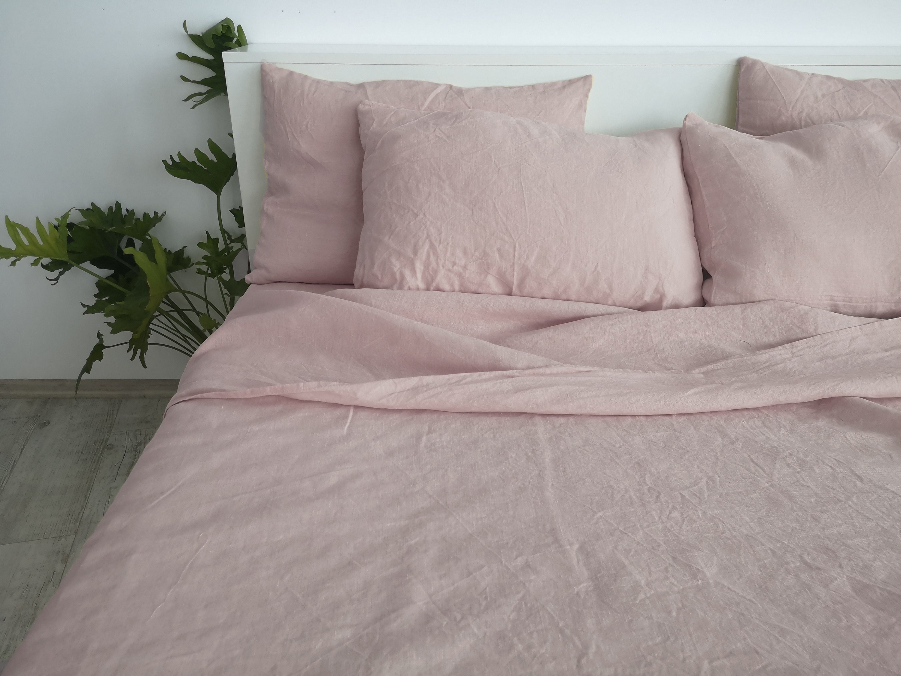 Dusty pink linen fitted sheet / 1 Fitted sheet / Softened Etsy