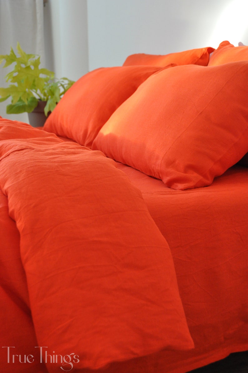 Bright Orange Linen Duvet Cover / 1 Duvet Cover / Softened Etsy