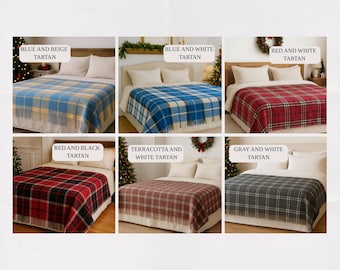 6 Farben Halbe Wolle Tartan Plaid Decke Gemütlicher Überwurf, Warme Wollmischung Bettdecke für Zuhause oder Sofa