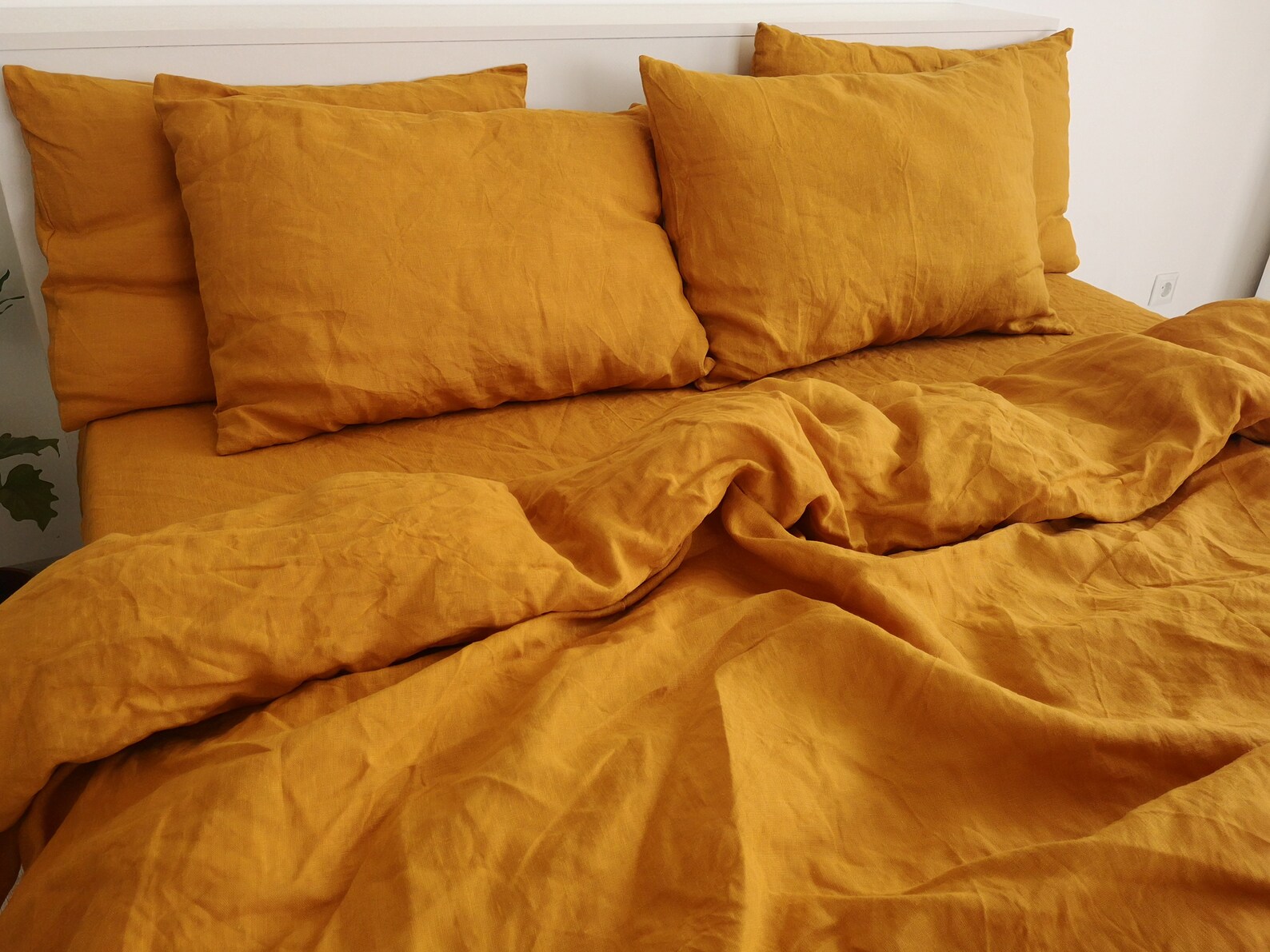 Turmeric linen pillowcase / 1 Pillowcase / Orange pillow cover Etsy