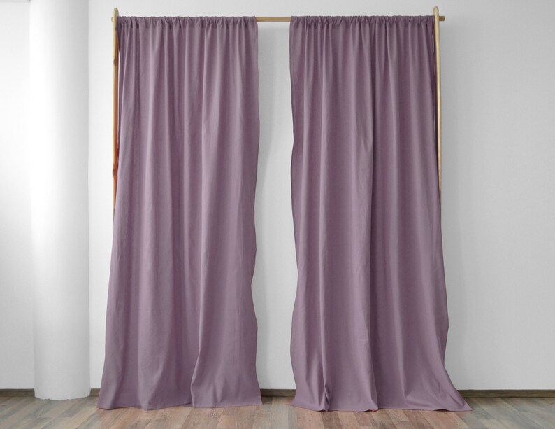 Mauve regular and blackout linen curtains shops / 2 panels / Unlined, Cotton, Blackout lining / Medium weight linen / Custom size