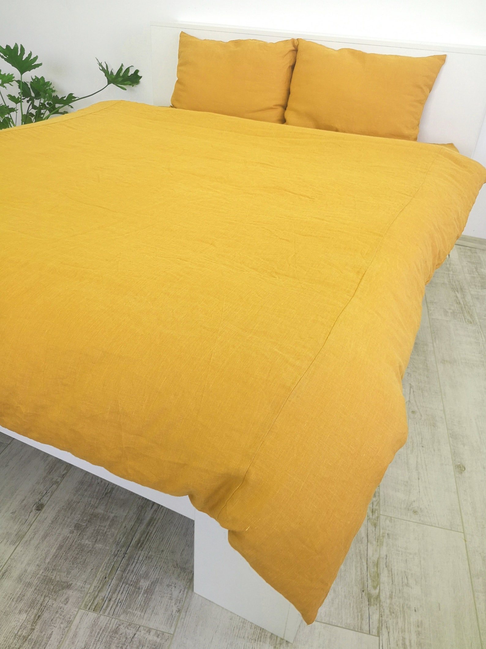 Bright yellow linen bedding set / 1 Duvet cover 2 | Etsy