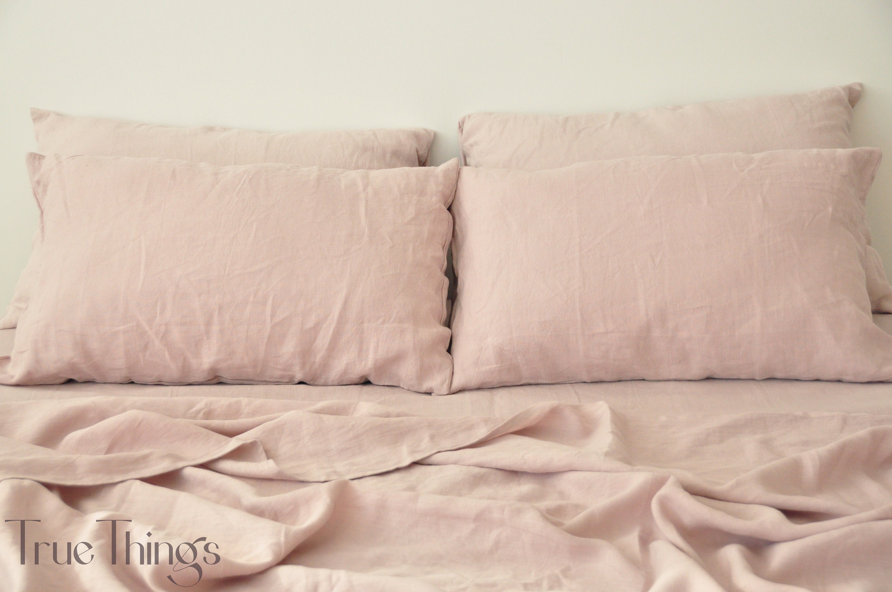 Dusty Pink Linen Sheet Set / 1 Flat Sheet 1 Fitted Sheet 2 Etsy