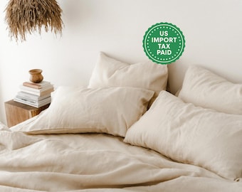 Beige linen pillowcase Beige pillow cover King Queen Standard Euro Decorative Square, Lumbar, Custom size Envelope closure