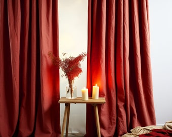 Redwood regular and blackout linen curtains 2 panels Unlined Cotton Blackout lining Medium weight linen Custom size