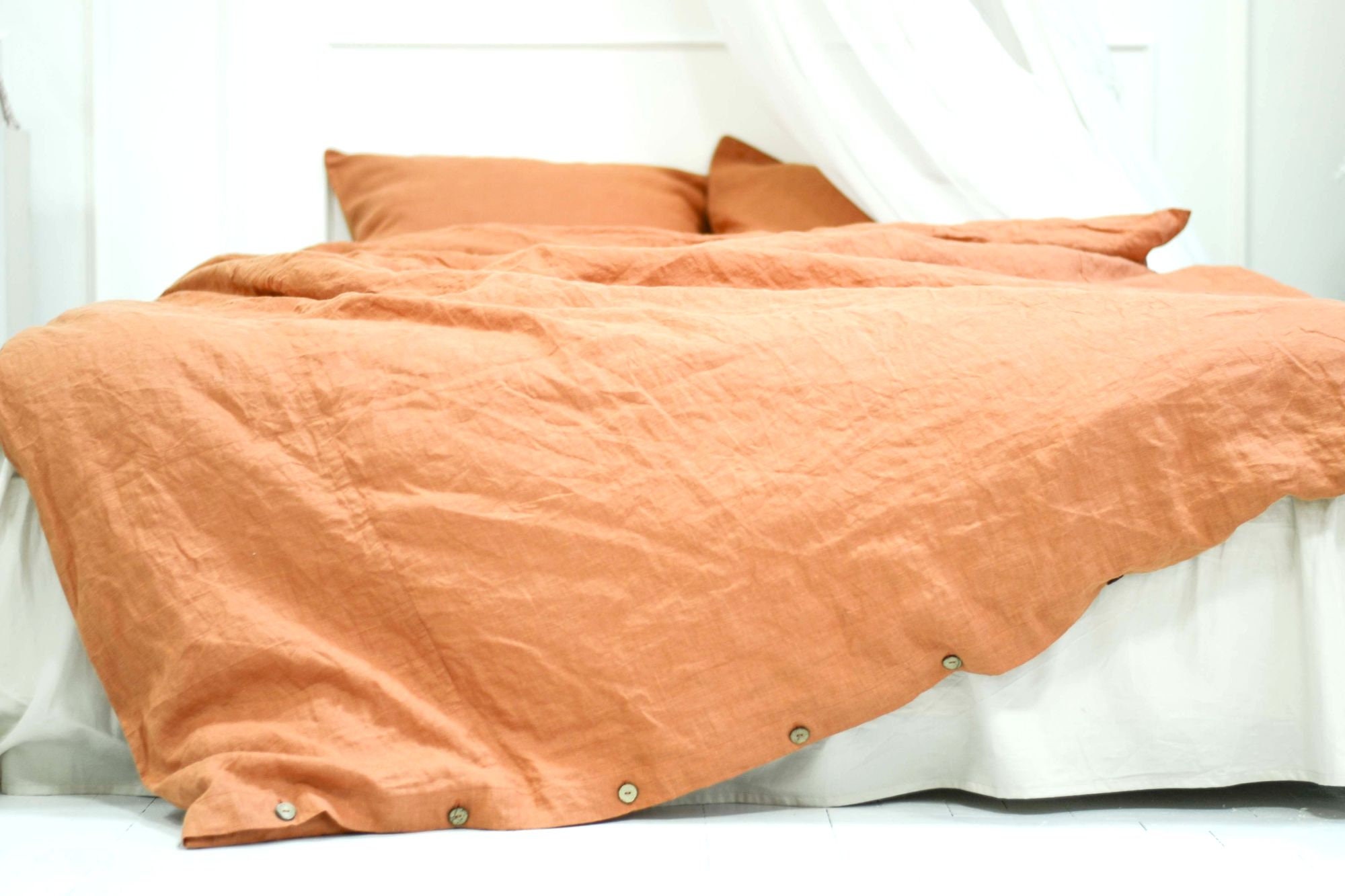 Rust linen duvet cover / 1 duvet cover / Softened linen / Etsy