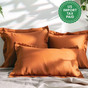 Burnt orange linen Oxford sham Rust sham pillow cover King Queen Standard Euro Decorative Lumbar, Custom size Envelope closure