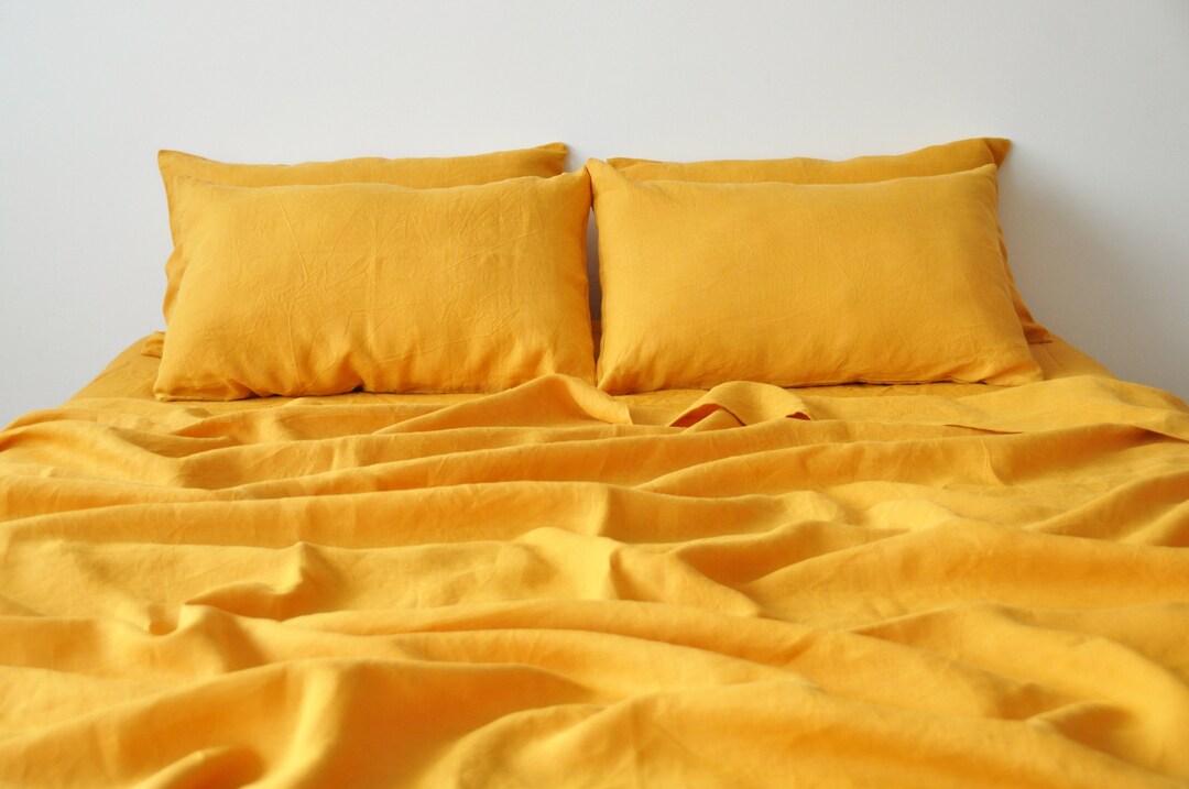Turmeric Linen Pillowcase 1 Pillowcase Orange Pillow Cover Etsy