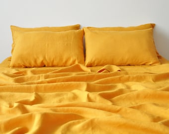 Kurkuma Leinenkissenbezug 1 Kissenbezug Orange Kissenbezug König Königin Standard Euro Deco Benutzerdefinierte Größe Umschlagverschluss