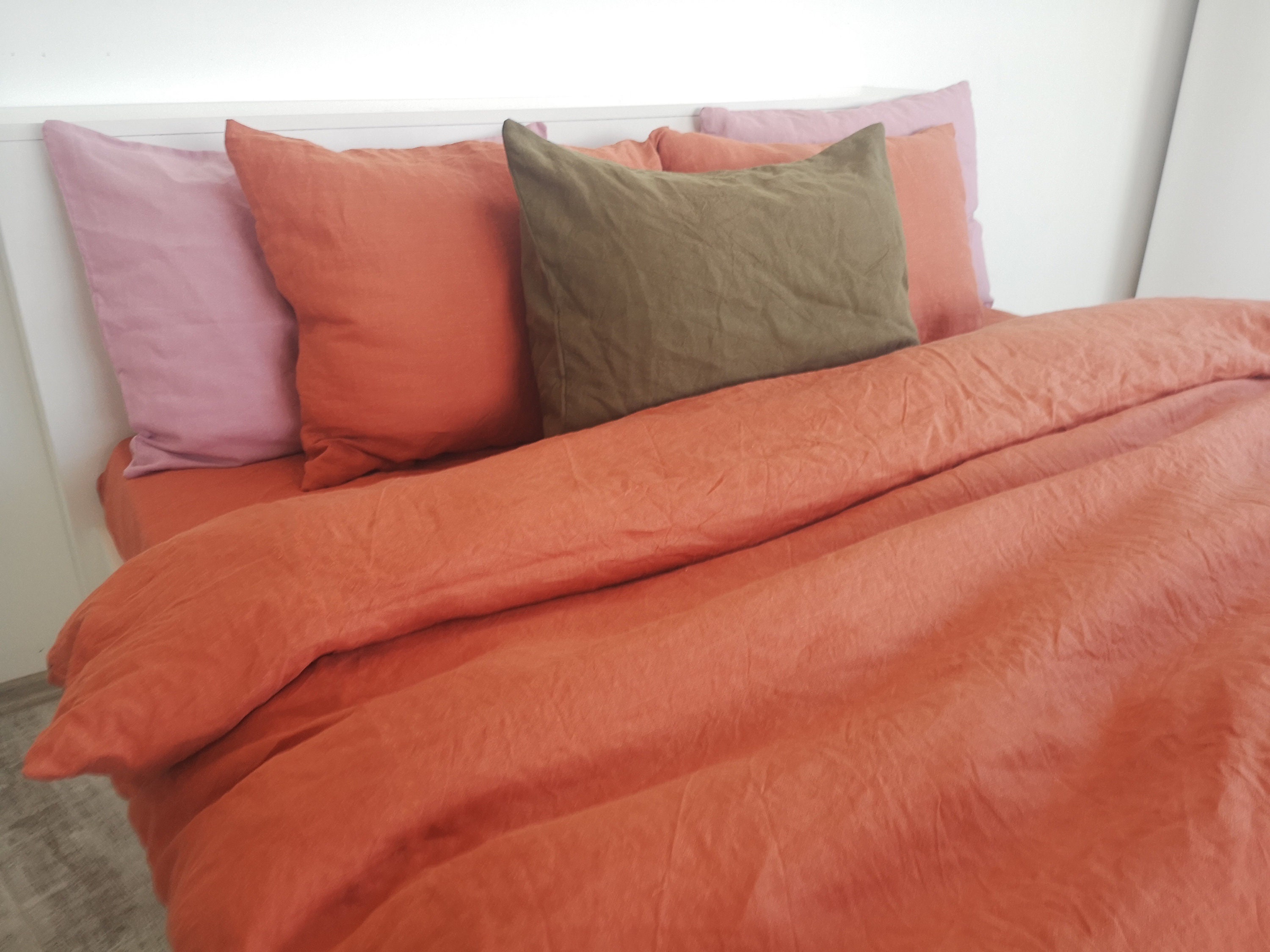 Burnt orange linen duvet cover / 1 duvet cover / Softened Etsy