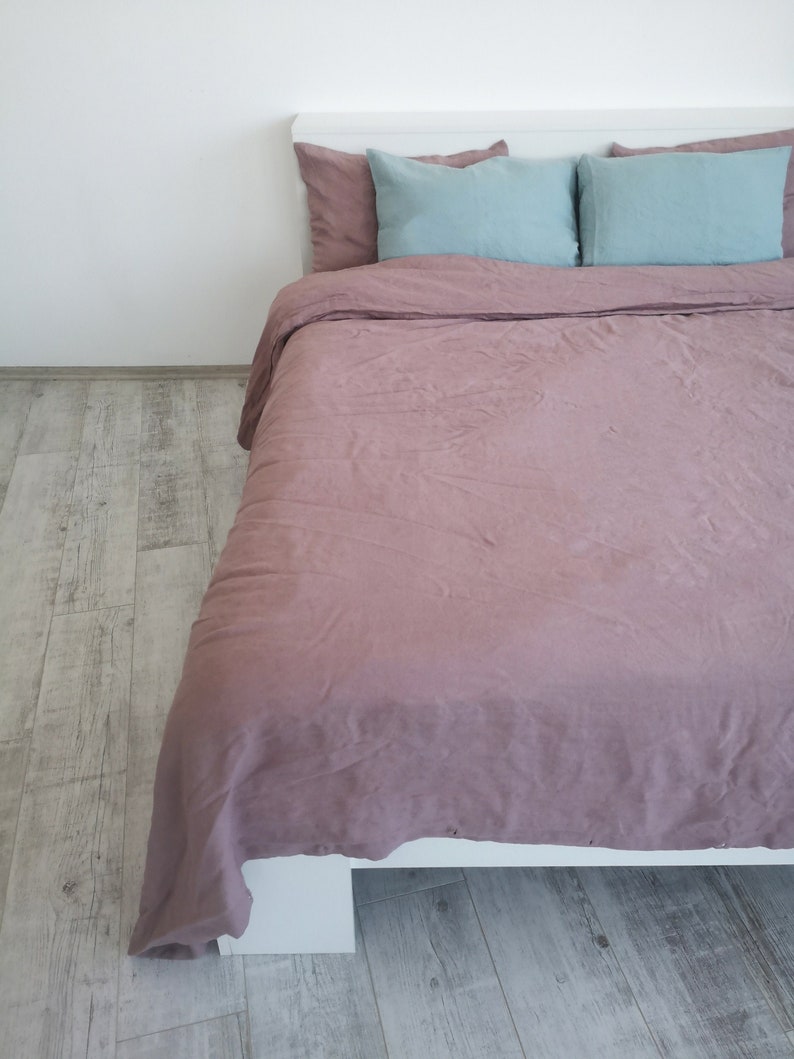 Mauve linen duvet cover / 1 duvet cover / Softened linen / Etsy