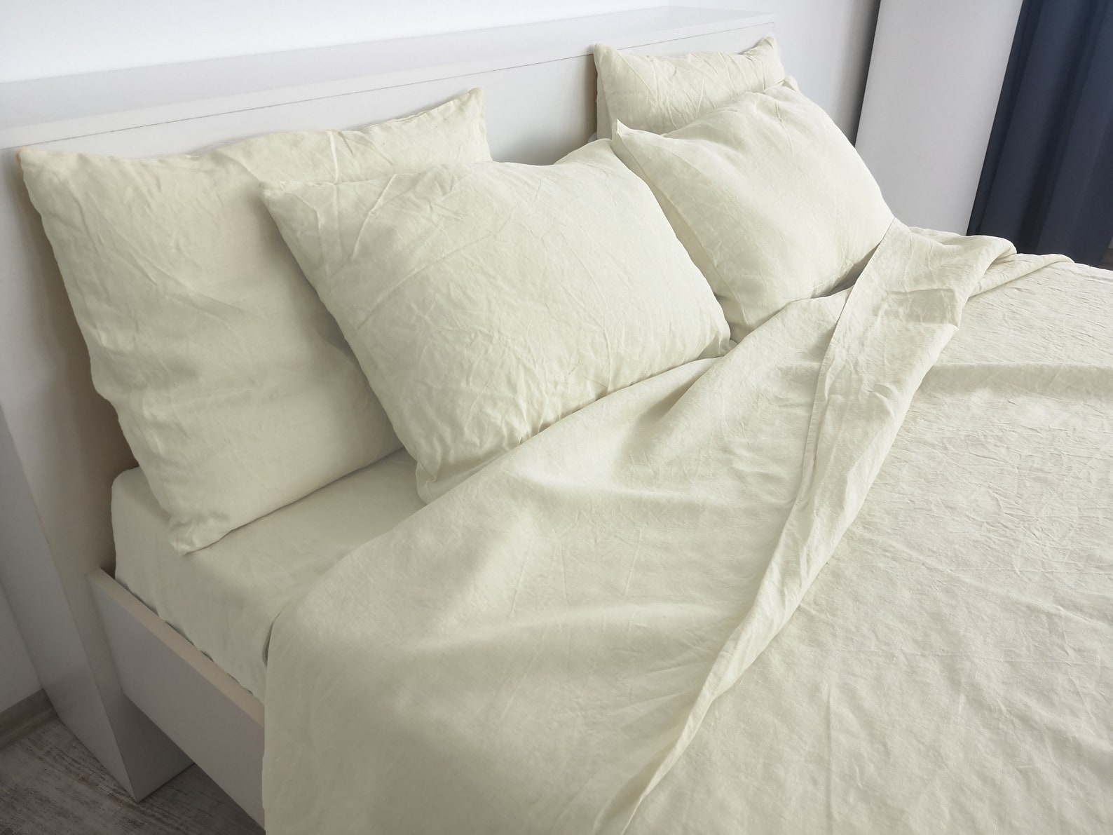 Ivory Linen Fitted Sheet / 1 Fitted Sheet / Softened Linen Etsy