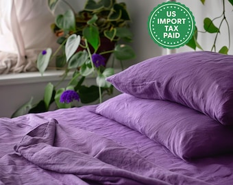 Orchid linen pillowcase Purple pillow cover King Queen Standard Euro Decorative Lumbar, Toddler, Custom size Envelope closure