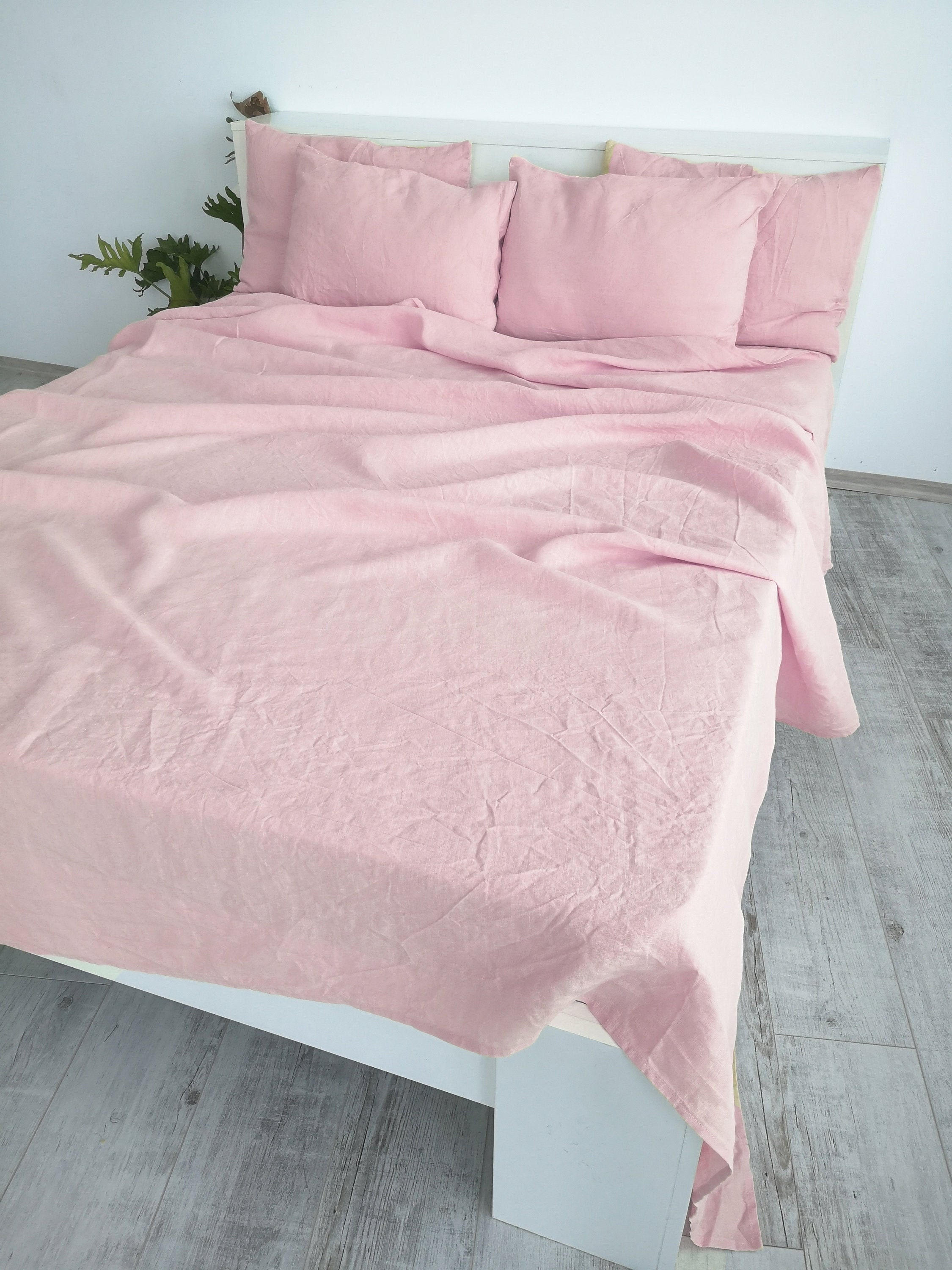 Drap Plat En Lin Rose Sakura 1 Drap Plat Drap En Lin Etsy Canada