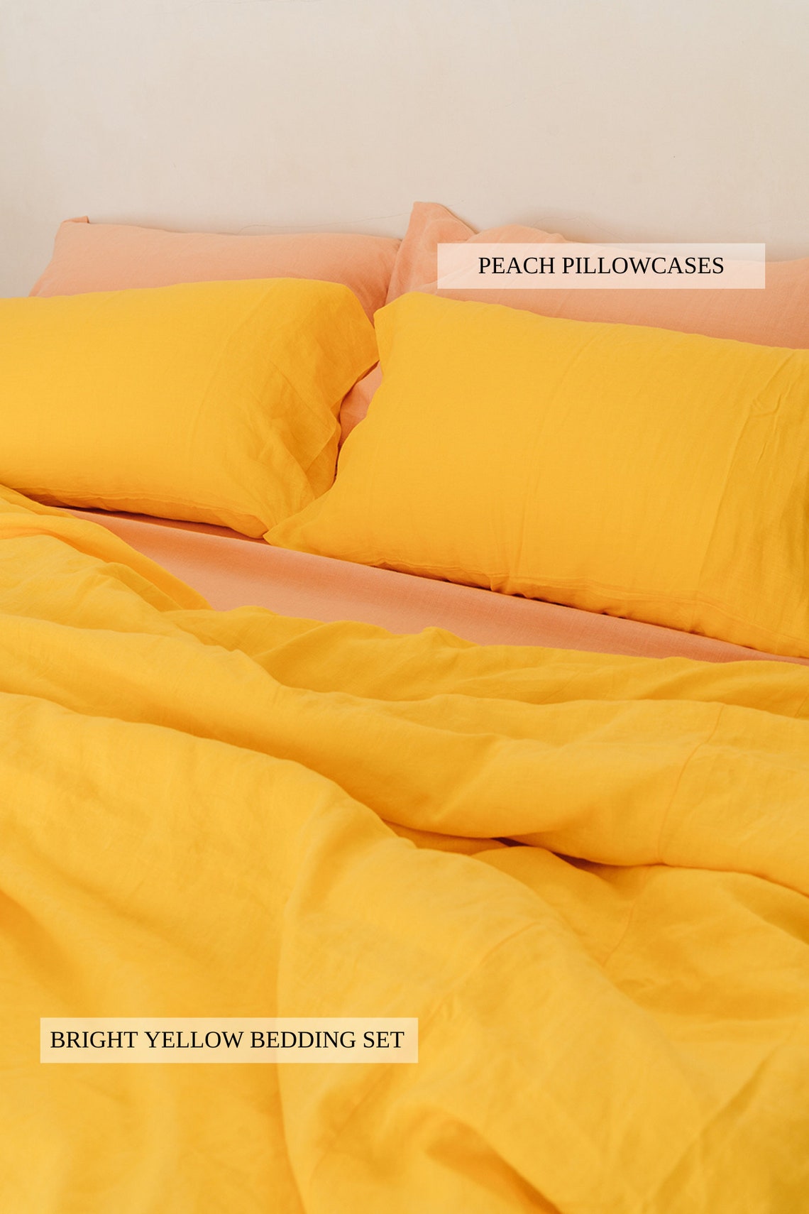 Bright Yellow Linen Pillowcase / Yellow Pillow Cover / King Etsy