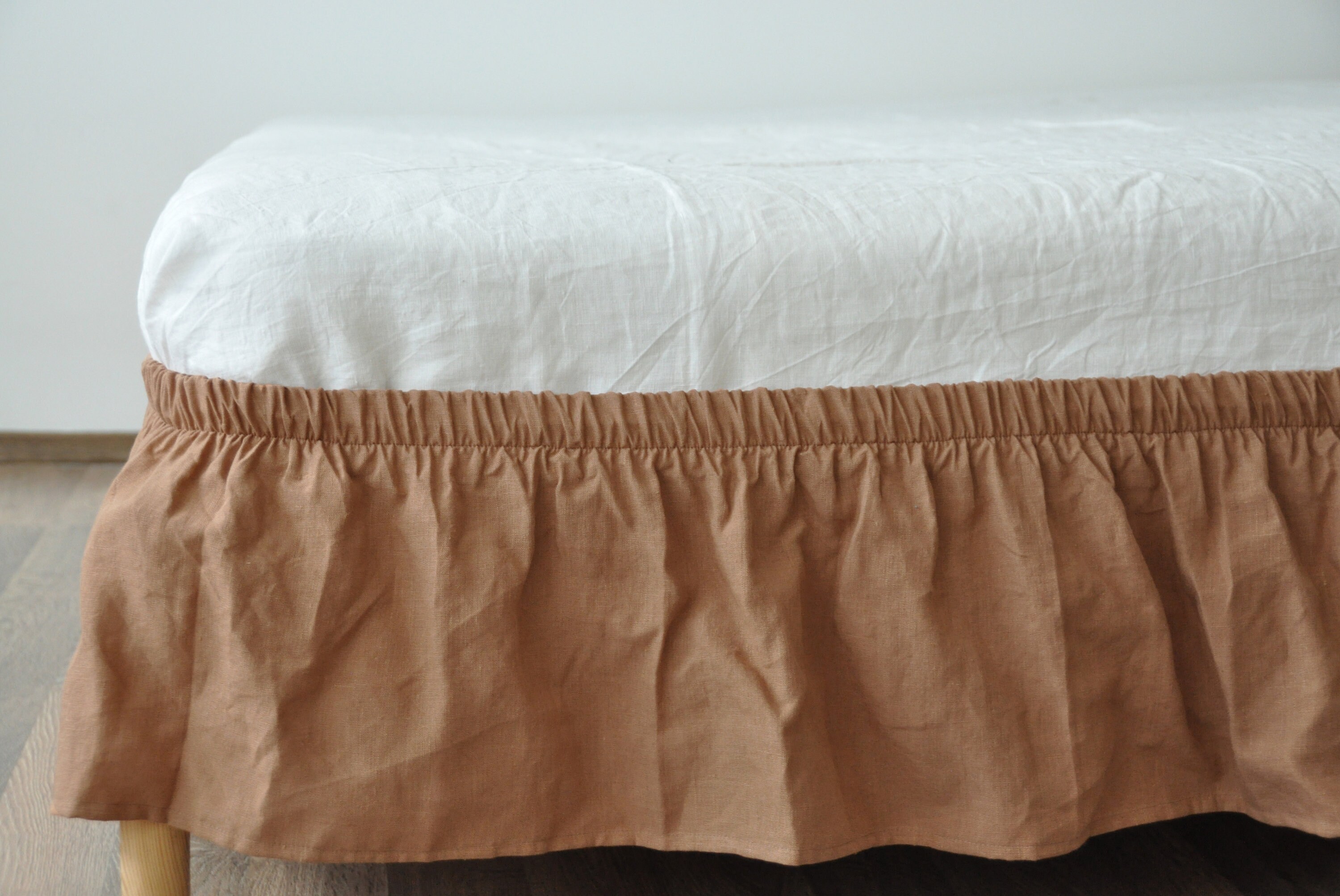 Gathered Washed Linen Dust Ruffle  Softly Washed Linen Bed Skirt – Li