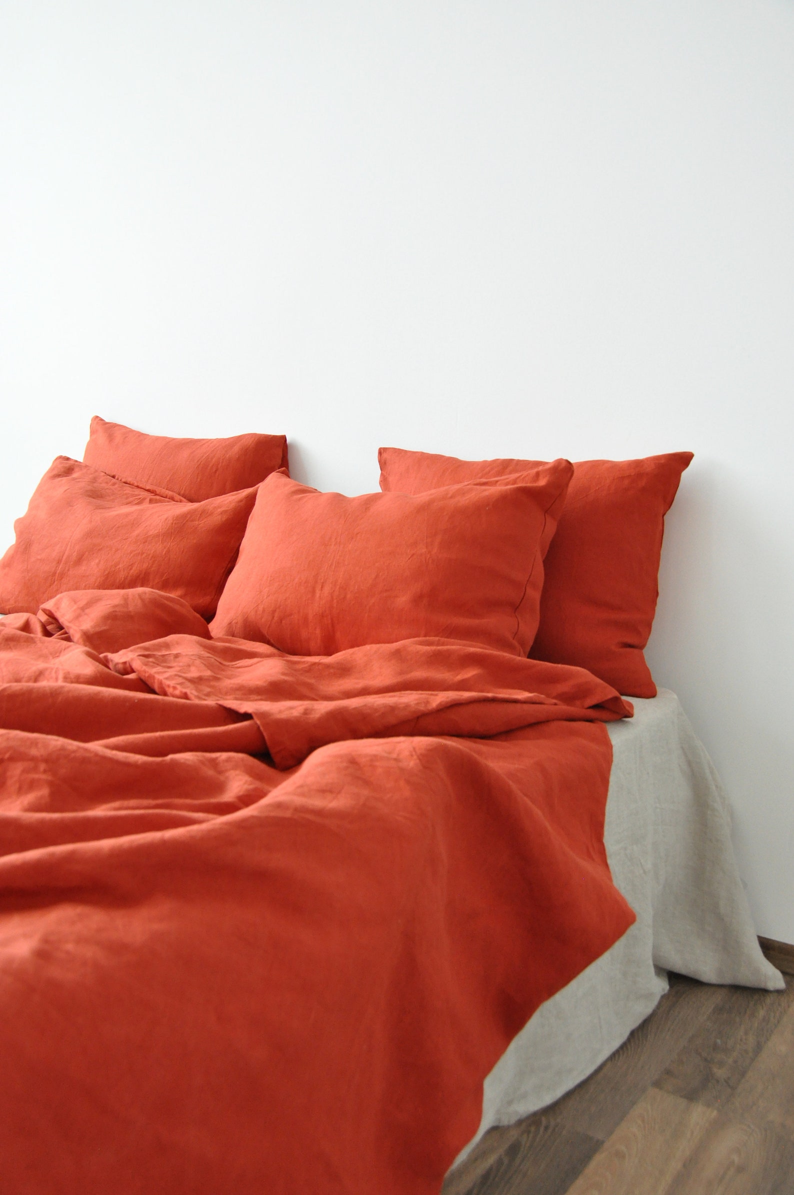 Terracotta Linen Bedding Set / 1 Duvet Cover 2 Pillowcases Etsy