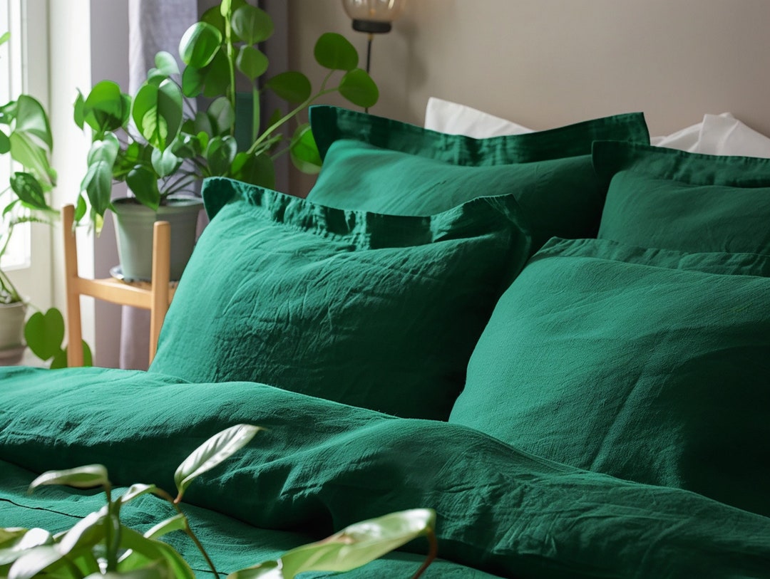 Green Olive Linen Quilted Sham main image 0