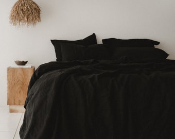 Black linen flat sheet 1 Flat sheet Softened linen sheet Stonewashed linen Linen bedsheet Farmhouse decor