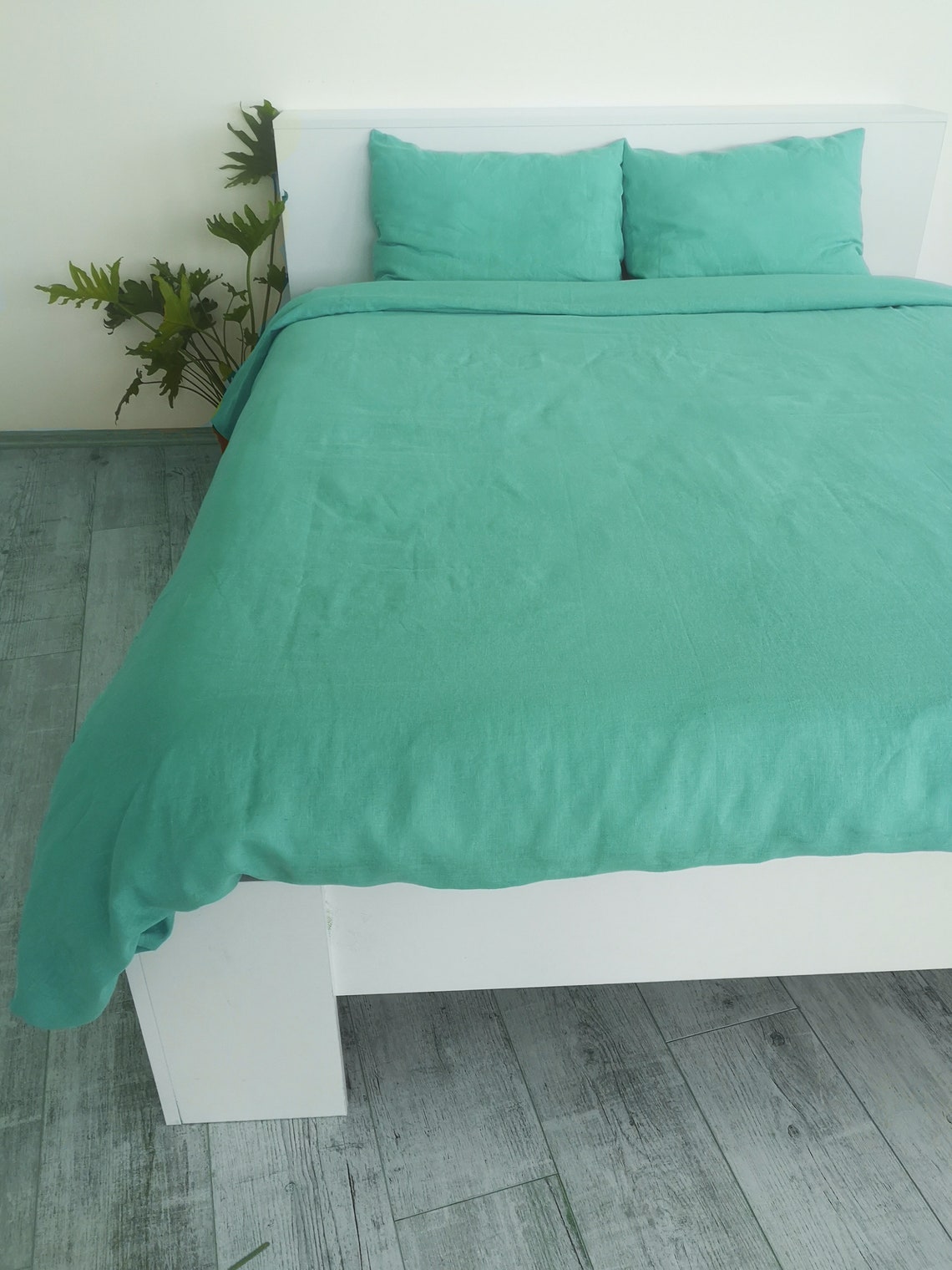 Mint green linen duvet cover / 1 duvet cover / Softened linen Etsy