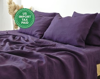 Deep purple linen flat sheet 1 Flat sheet Softened linen sheet Stonewashed linen Linen bedsheet Farmhouse decor