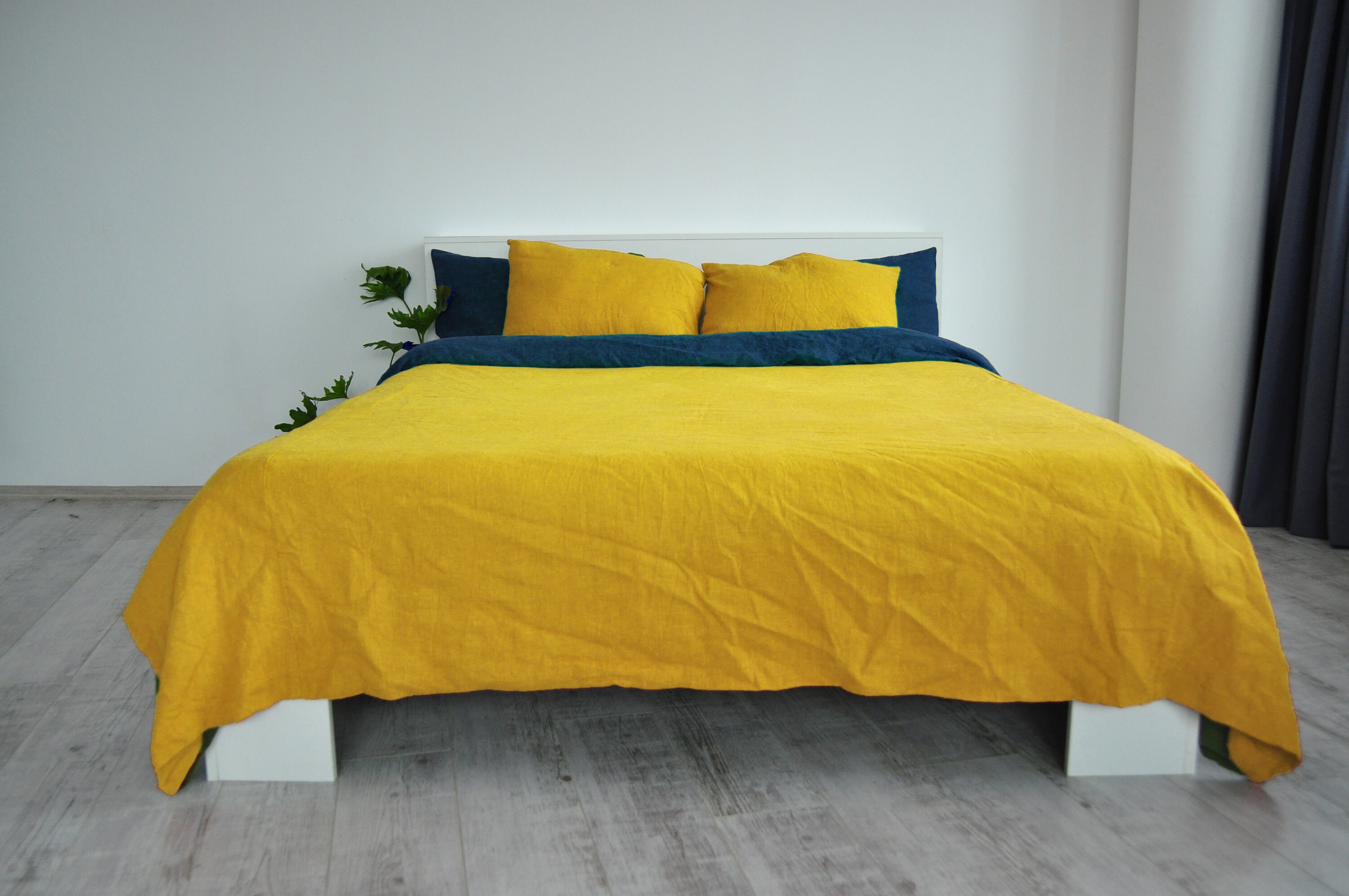 Bright Yellow Linen Coverlet With or Without Filling / Etsy
