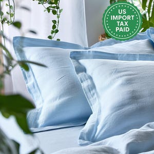 Sky blue linen Oxford sham Light blue sham pillow cover King Queen Standard Euro Decorative Lumbar, Custom size Envelope closure