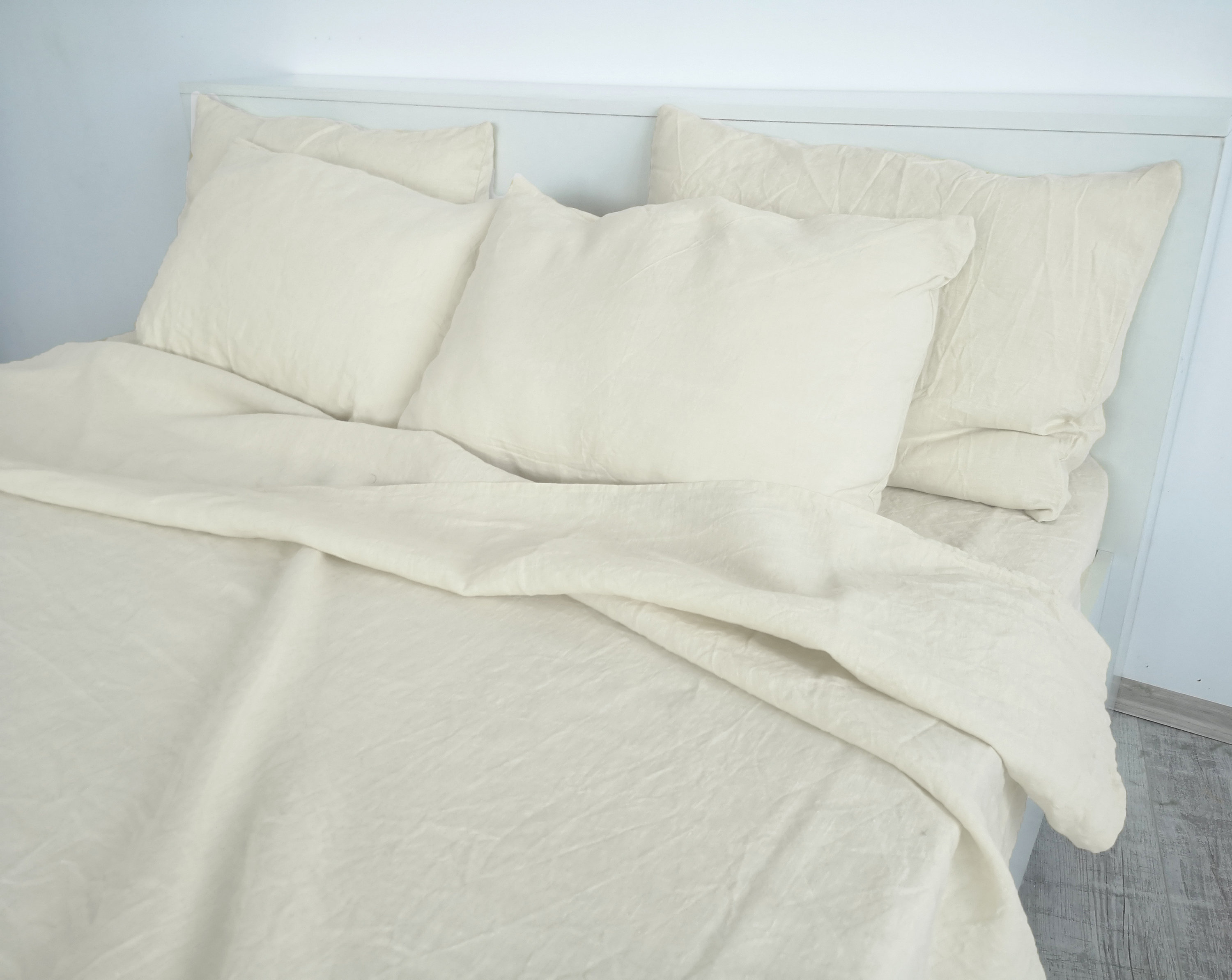 Ivory linen fitted sheet / 1 Fitted sheet / Softened linen Etsy España