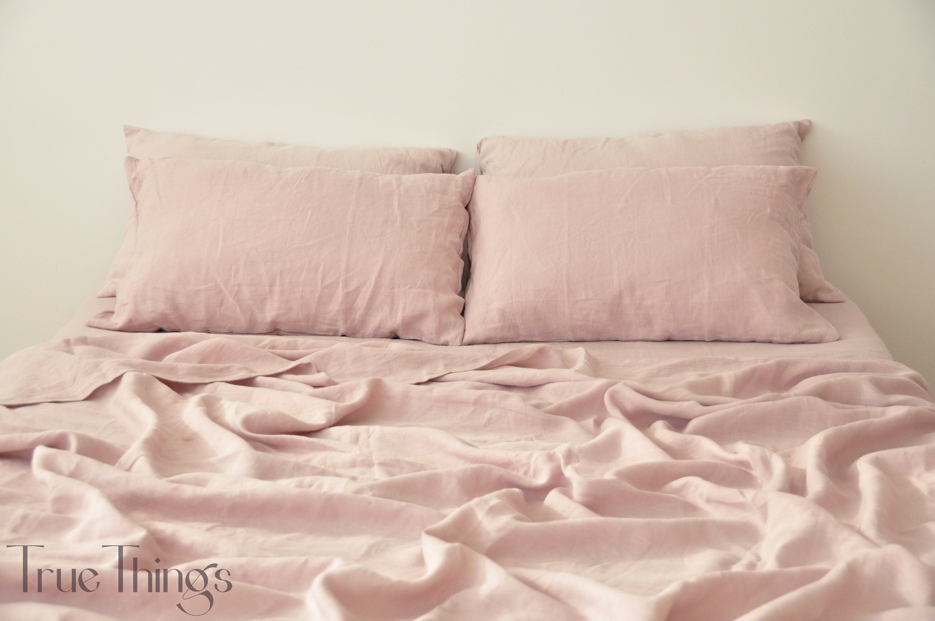 Dusty Pink Linen Sheet Set / 1 Flat Sheet 1 Fitted Sheet 2 Etsy