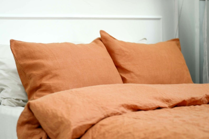 Rust linen pillowcase / 1 Pillowcase / Rust pillow cover / Etsy