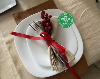 60 colors linen placemats set Softened linen Linen table decor Mats for table setting Table linens Wedding napkin   Custom size