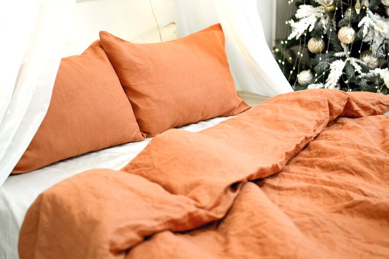 Rust linen pillowcase / 1 Pillowcase / Rust pillow cover / Etsy