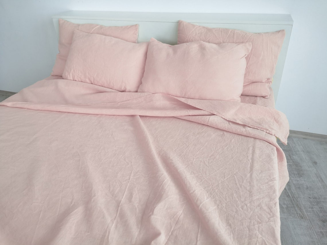 Blush pink linen flat sheet / 1 Flat sheet / Softened linen Etsy