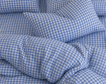 Luxury Green Gingham Linen Pillowcase, Soft European Linen Pillow Cover, Timeless Bedroom Decor