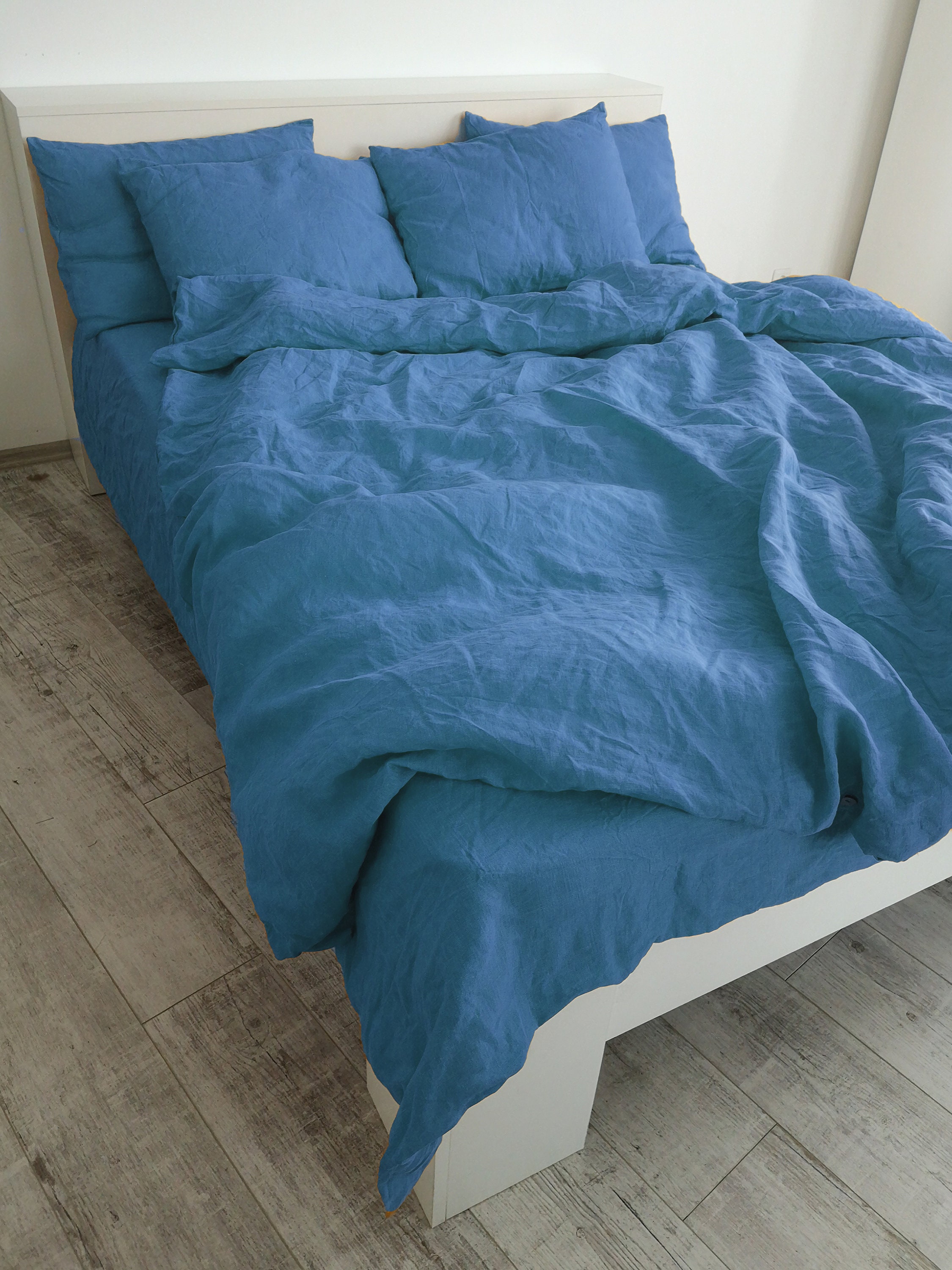 Denim blue linen duvet cover / 1 duvet cover / Softened linen Etsy