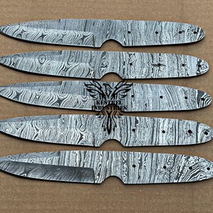 Lot of 5 Damascus Steel Blank Blade Knife For Knife Making Supplies, Wedding Gift, Birthday Gift, Anniversary Gift, Gift for Him, (SU-B634)