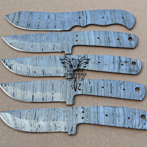Lot of 5 Damascus Steel Blank Blade Knife For Knife Making Supplies, Wedding Gift, Birthday Gift, Anniversary Gift, Gift for Him, (SU-B625)