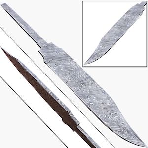 Custom Forged Damascus Steel Blank Blade Bowie Knife For Knife Making Supplies (KI-N103)
