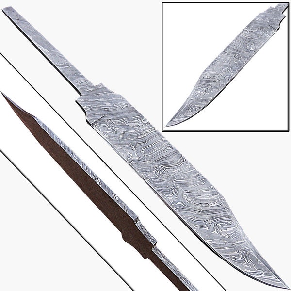Custom Forged Damascus Steel Blank Blade Bowie Knife For Knife Making Supplies (KI-N103)