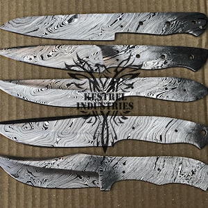 Lot of 5 Damascus Steel Blank Blade Knife For Knife Making Supplies (BB-416)