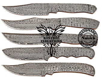 Lot of 5 Damascus Steel Blank Blade Knife For Knife Making Supplies (SU-225)
