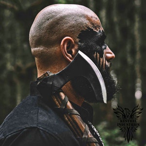 Smith Custom geschmiedete Karbonstahl Wikinger Axt mit Rosenholz Schaft, Raganers Axt, Camping Axt, Nordische Axt, Streitaxt, Handgemachte Axt, Geschenk Axt